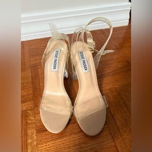 Steve Madden Clear Strap Beige Heels size 6.5